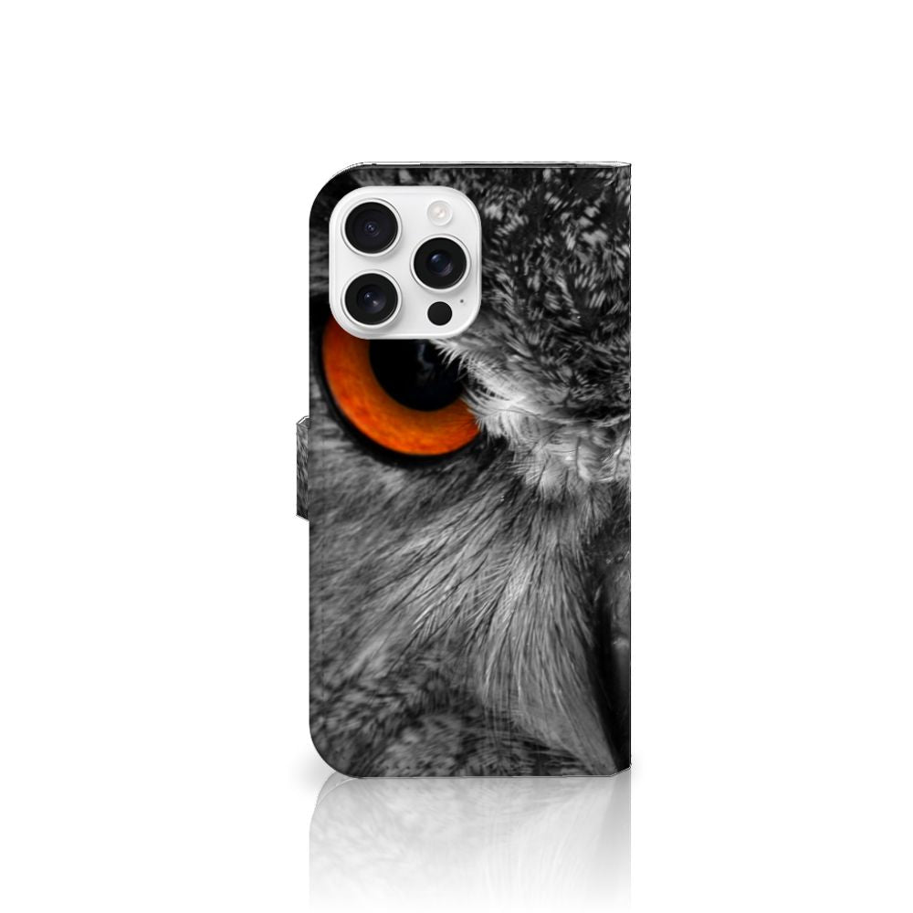 iPhone 16 Pro Max Telefoonhoesje met Pasjes Uil uil design voorkant