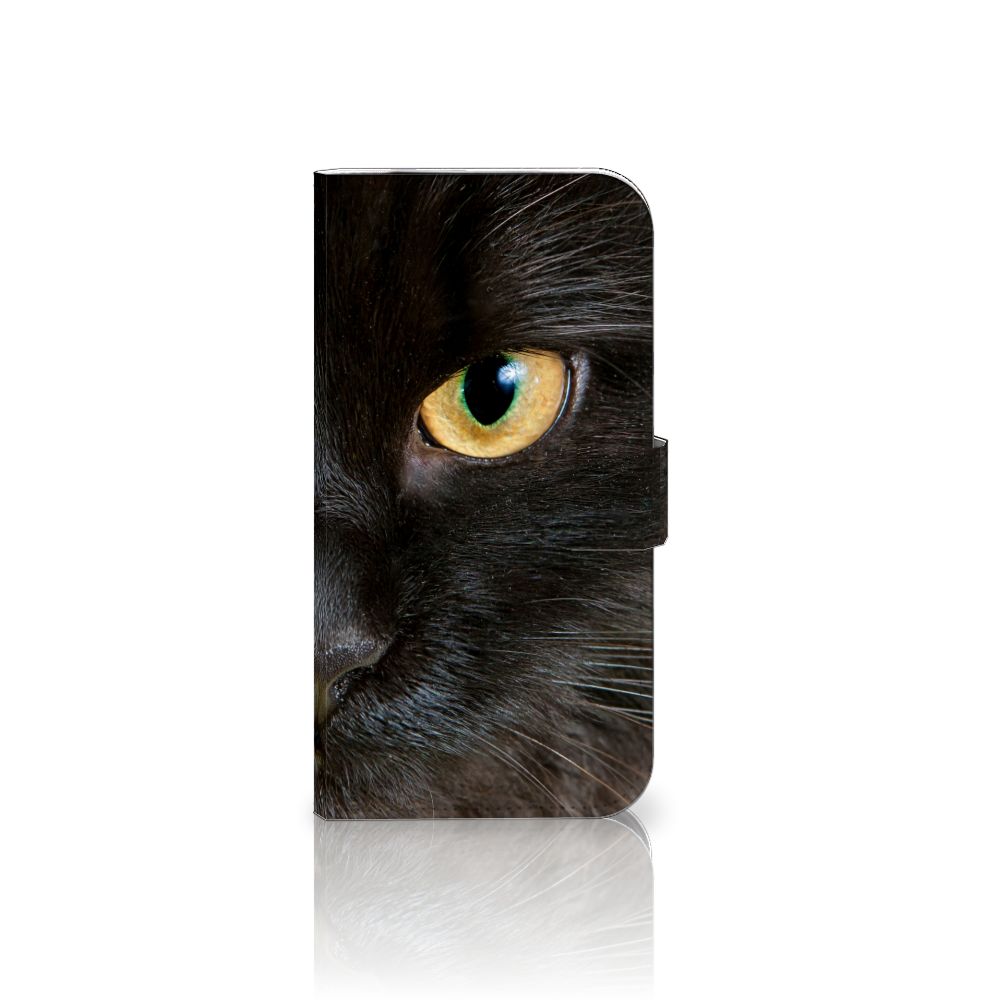 iPhone 16 Pro Max Telefoonhoesje met Pasjes Zwarte Kat design zwarte kat aanzicht