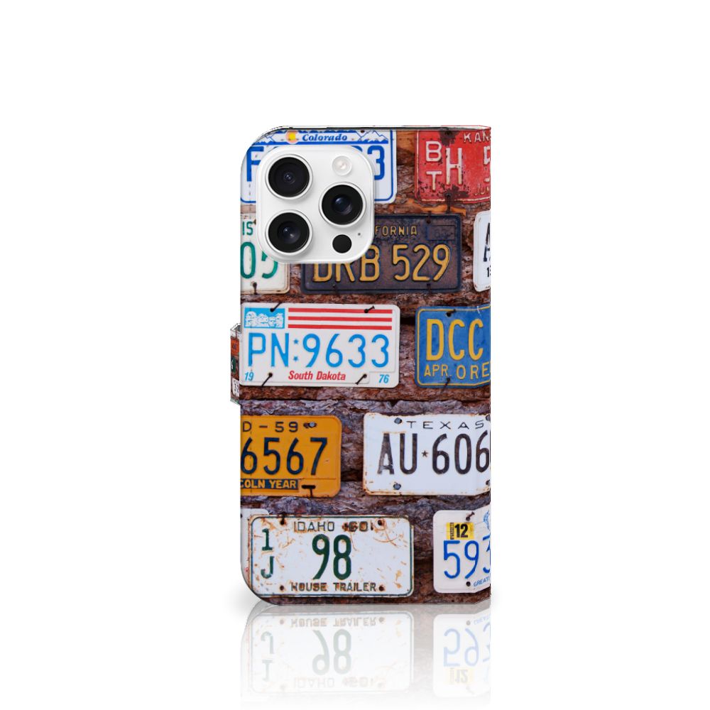 iPhone 16 Pro Max Telefoonhoesje met foto Kentekenplaten collage kleurrijk aanzicht