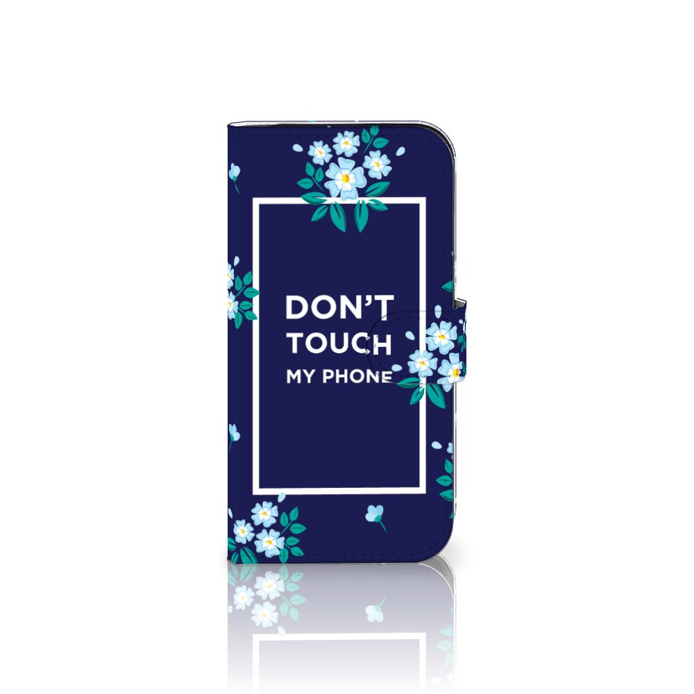iPhone 16 Pro Portemonnee Hoesje Flowers Blue DTMP portemonnee bloemen blauw aanzicht