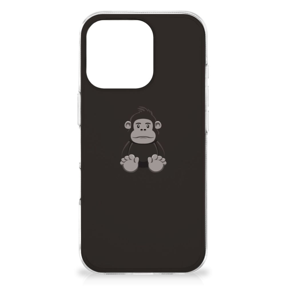 iPhone 16 Pro Silicone Back Cover Vuurwerk zwart aapjes ontwerp vooraan