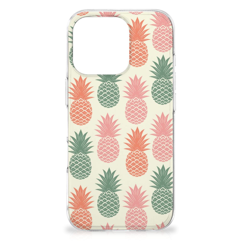 iPhone 16 Pro Siliconen Case Ananas ananas design voorkant