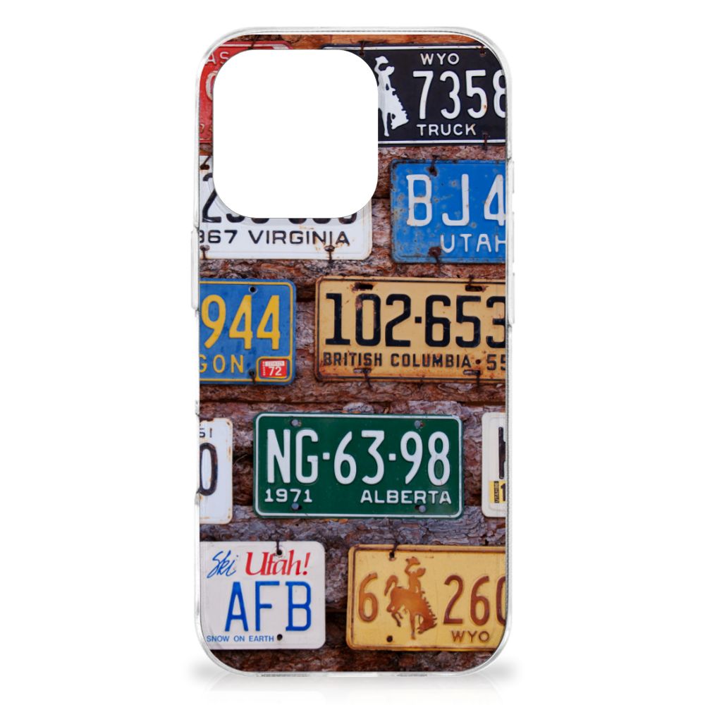 iPhone 16 Pro Siliconen Hoesje met foto Kentekenplaten design kentekenplaten aanzicht