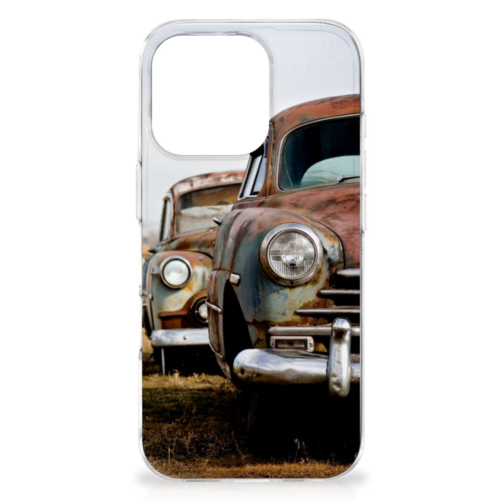 iPhone 16 Pro Siliconen Hoesje met foto Vintage Auto autoliefhebber vintage auto retro aanzicht