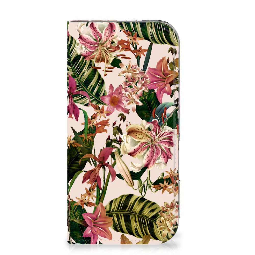 Apple iPhone 16 Pro Smart Cover Flowers bloemen groen blad voorkant