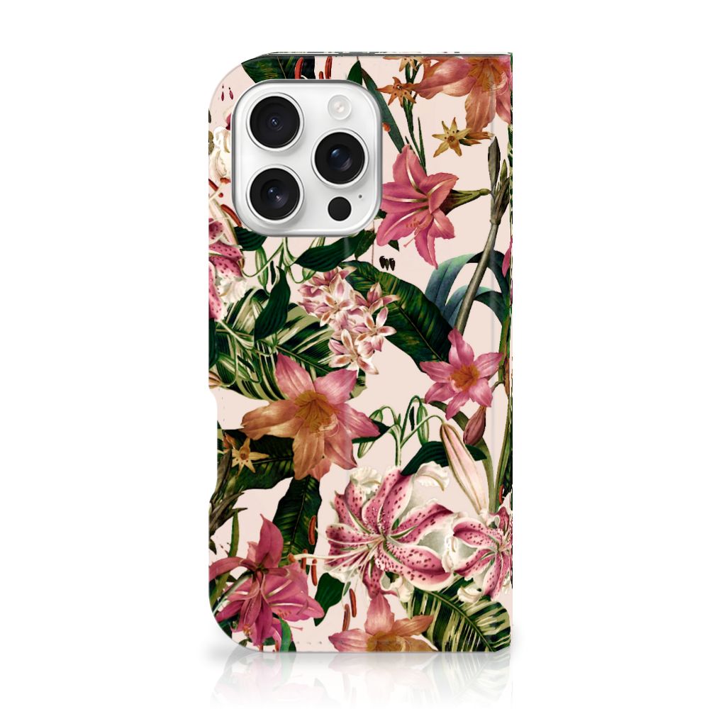iPhone 16 Pro Smart Cover Flowers bloemen design zij aanzicht