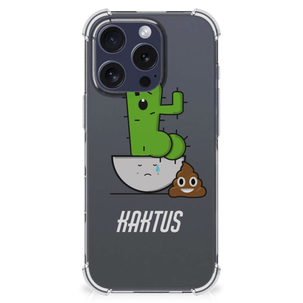 iPhone 16 Pro Stevig Bumper Hoesje Cactus Poo design voorzijde