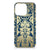 iPhone 16 Pro TPU Case Beige Flowers hoesje beige bloemen donkerblauw achterkant