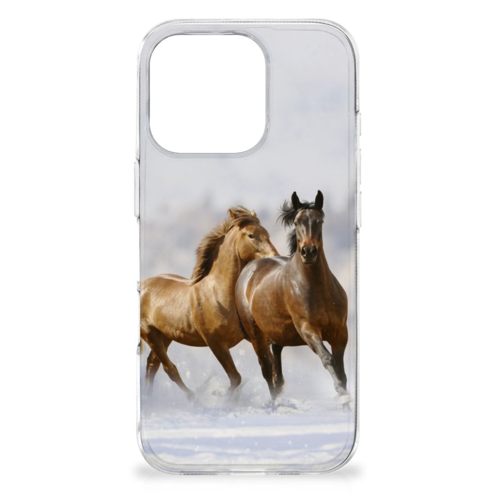 iPhone 16 Pro TPU Hoesje Paarden paarden design voorkant