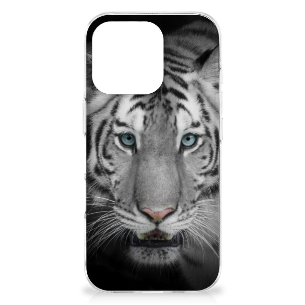 iPhone 16 Pro TPU Hoesje Tijger tijger gezicht zwart wit detail
