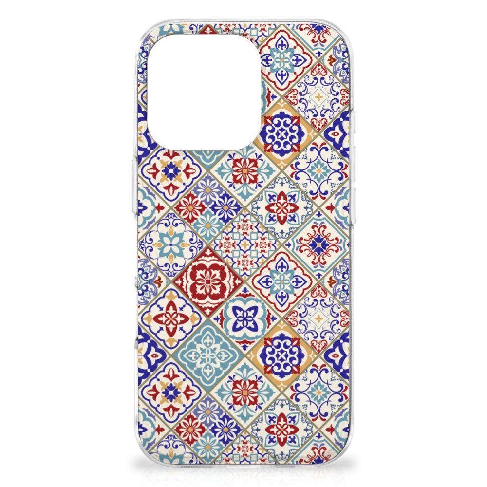 iPhone 16 Pro TPU Siliconen Hoesje Tiles Color design voorkant
