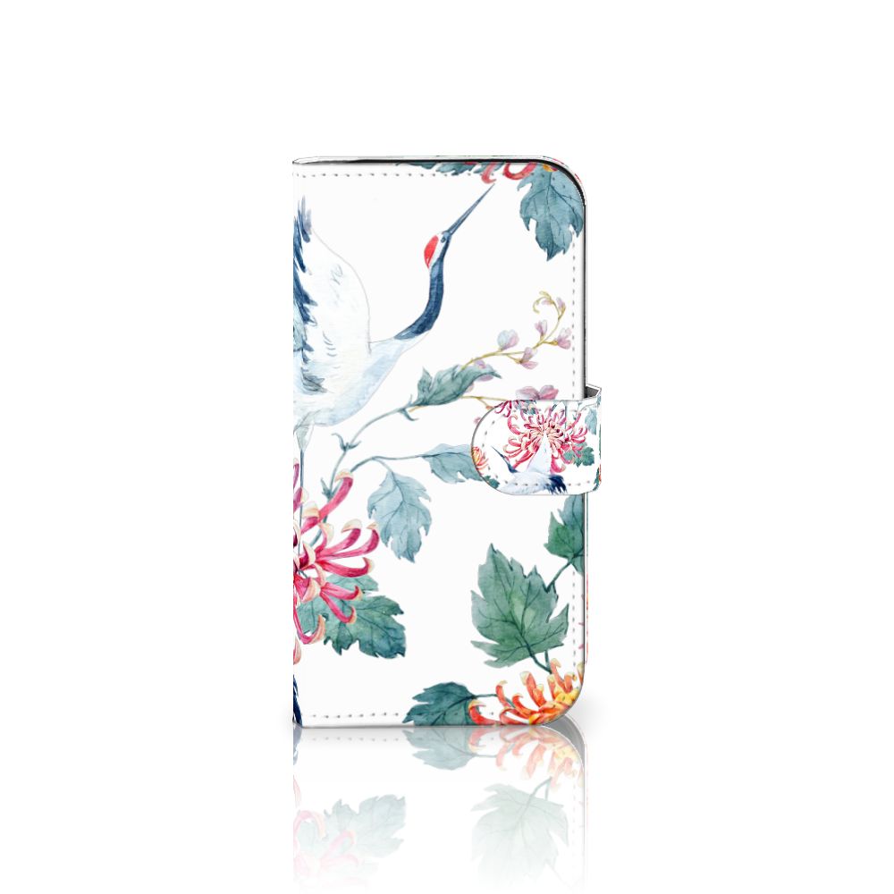 iPhone 16 Pro Telefoonhoesje met Pasjes Bird Flowers telefoonhoesje designnaam aanzicht