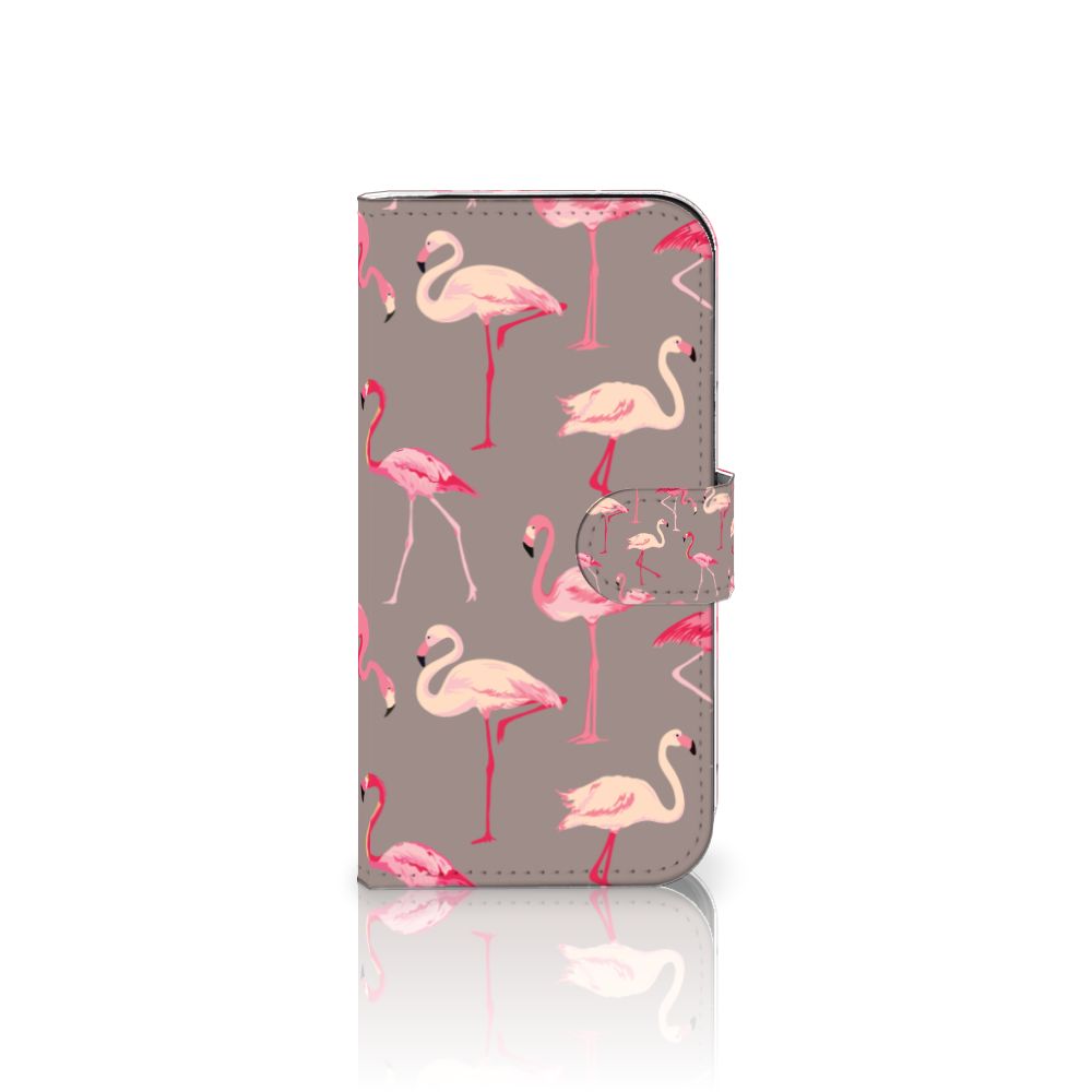 iPhone 16 Pro Telefoonhoesje met Pasjes Flamingo hoesje flamingo design zijkant