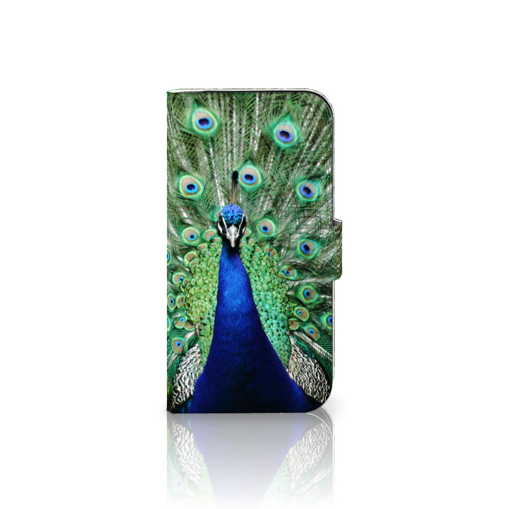 iPhone 16 Pro Telefoonhoesje met Pasjes Pauw ontwerp voorkant
