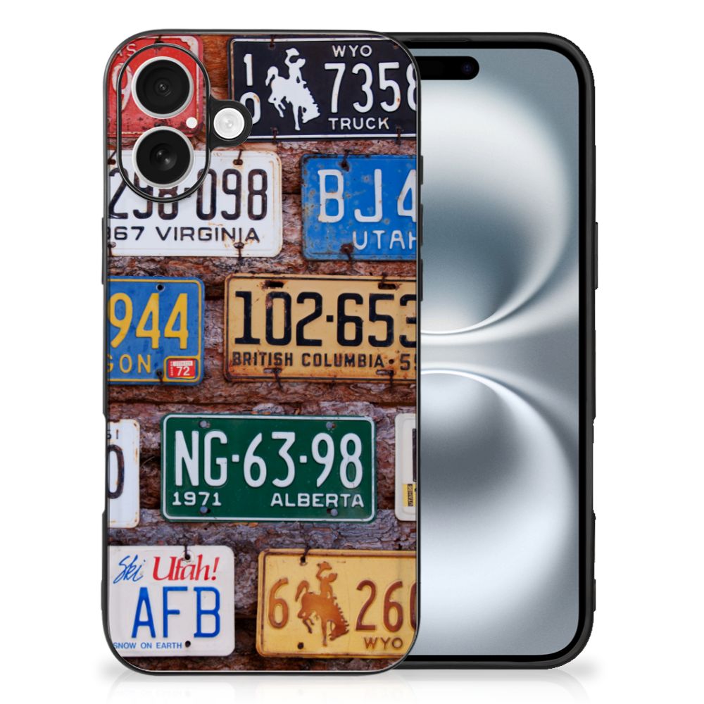 Apple iPhone 16 iPhone 16 Silicone Back Case Kentekenplaten vintage design achterzijde