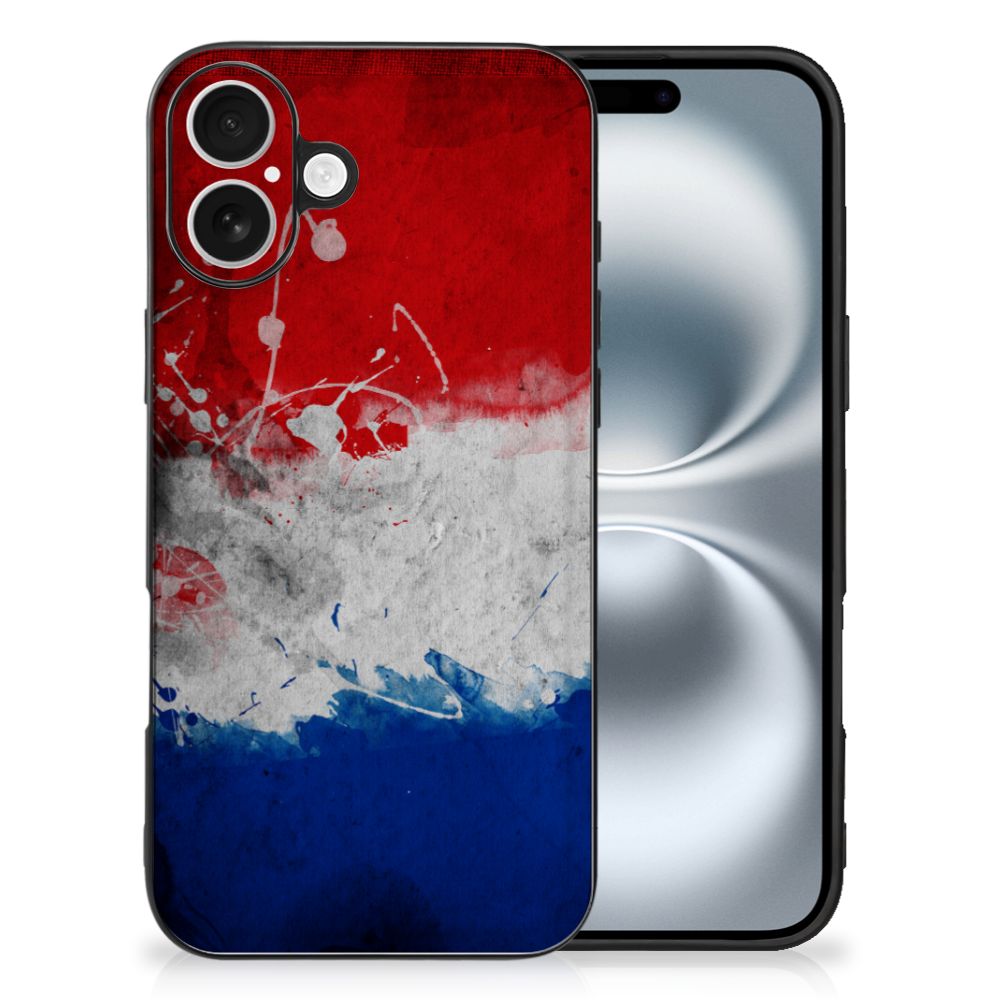 Apple iPhone 16 Silicone Case Nederland vlaggen print voorkant