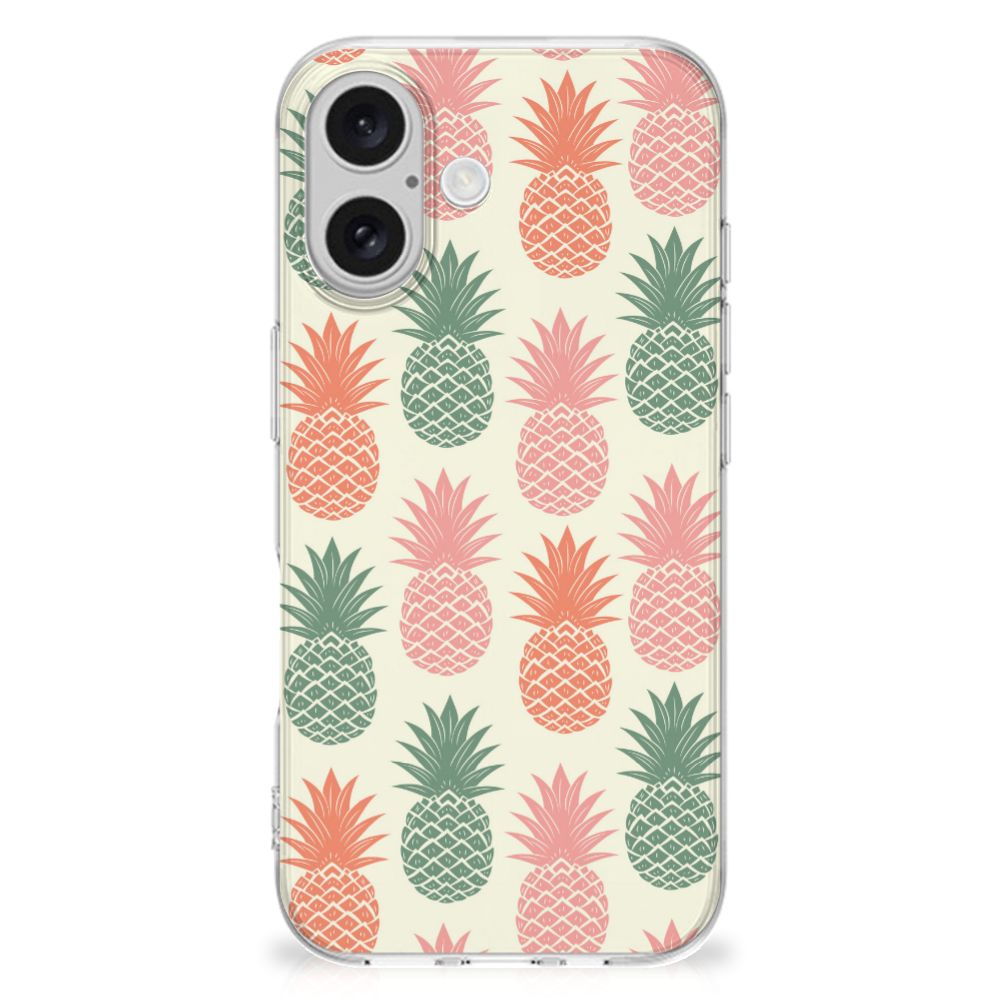 iPhone 16 Siliconen Case Ananas telefoonhoesje ananas patroon achterkant