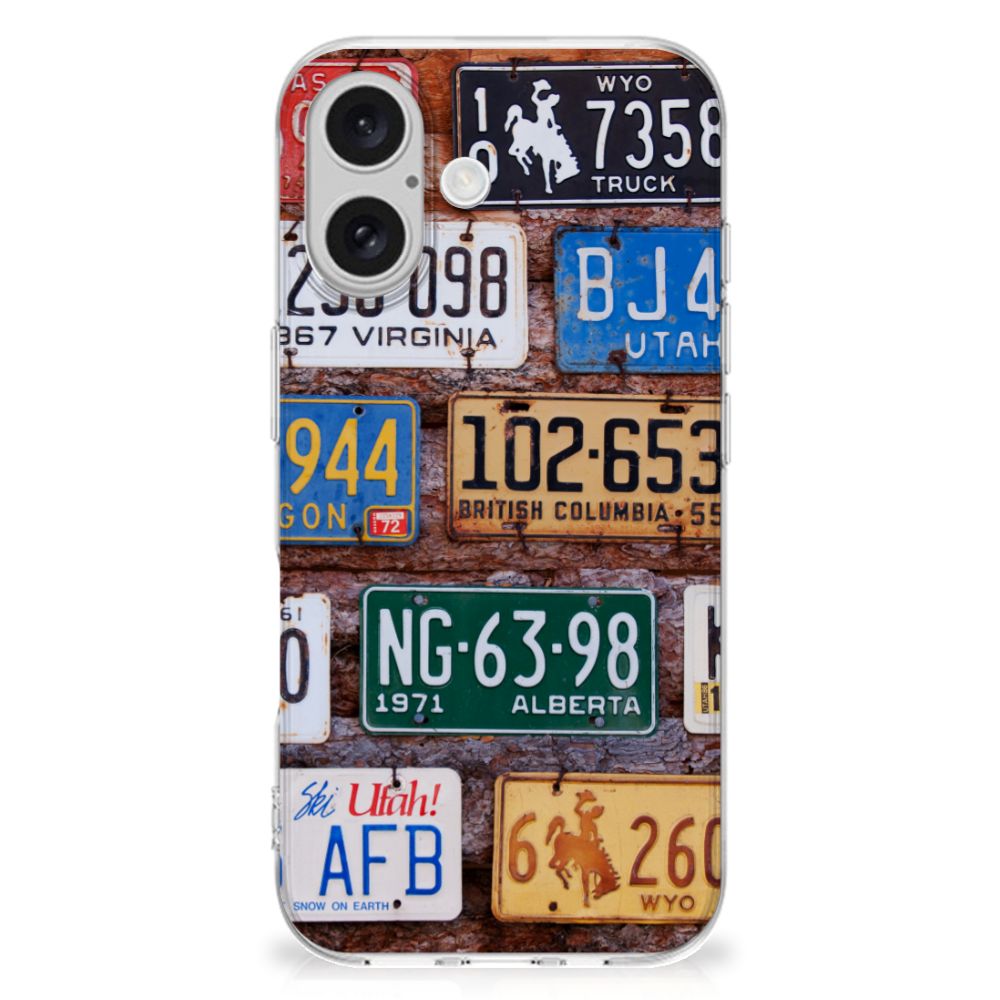 iPhone 16 Siliconen Hoesje met foto Kentekenplaten achterkant design kentekenplaten