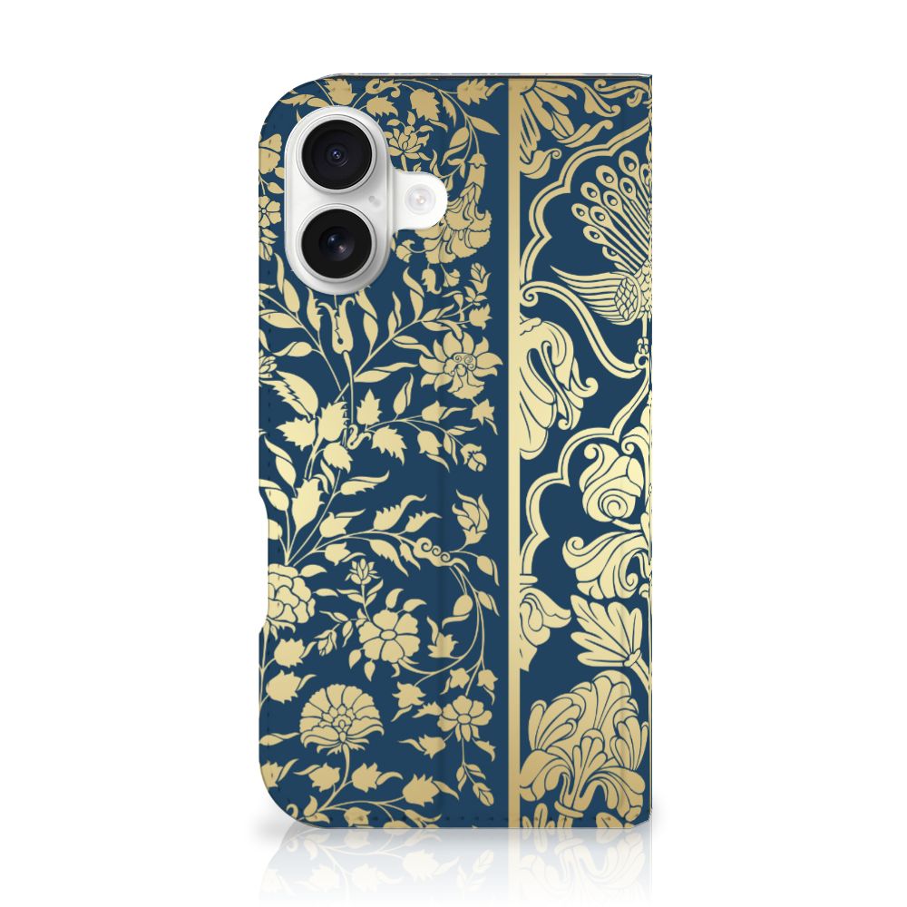 iPhone 16 Smart Cover Beige Flowers hoesje beige bloemen achterkant