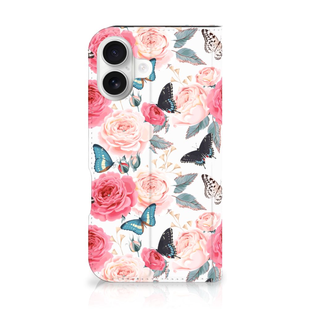 iPhone 16 Smart Cover Butterfly Roses telefoonhoesje design Butterfly Roses vooraanzicht