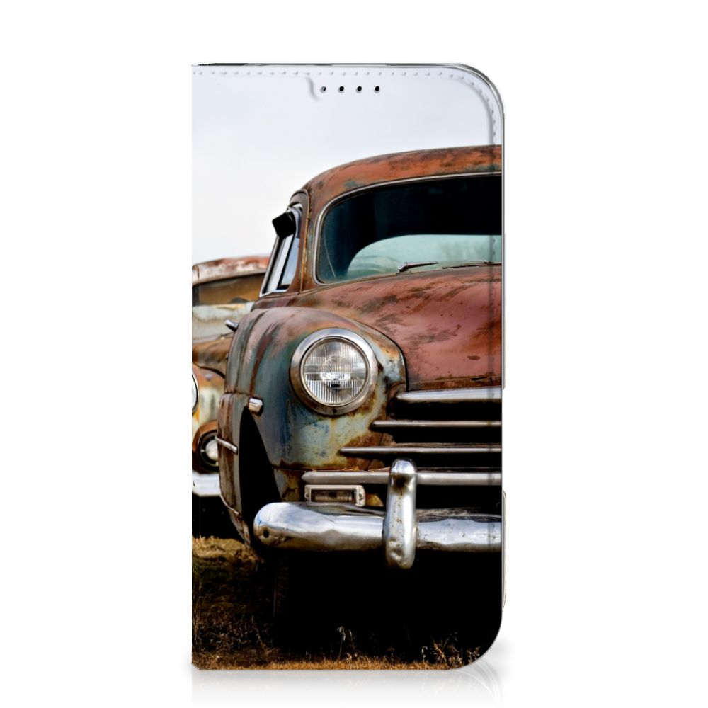 iPhone 16 Stand Case Vintage Auto boekhoesje vintage auto voorkant