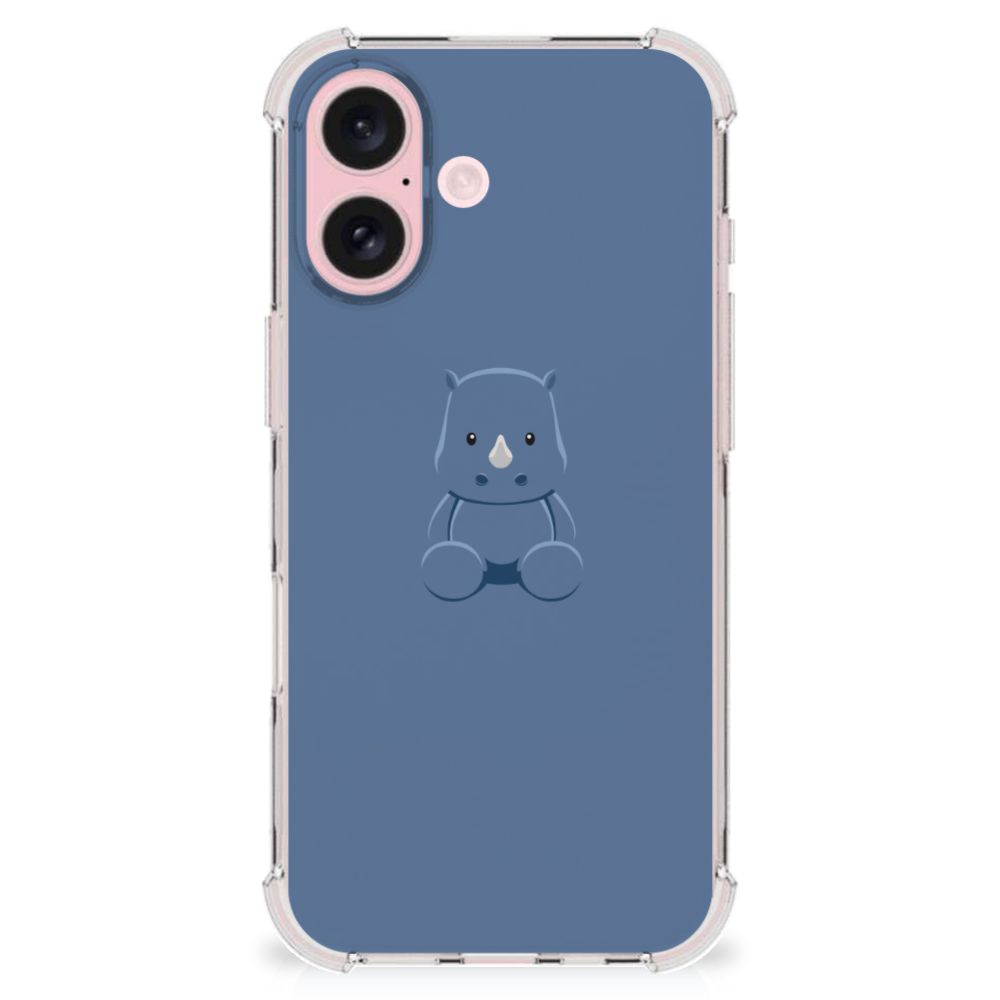 iPhone 16 Stevig Bumper Hoesje Baby Rhino achterkant design