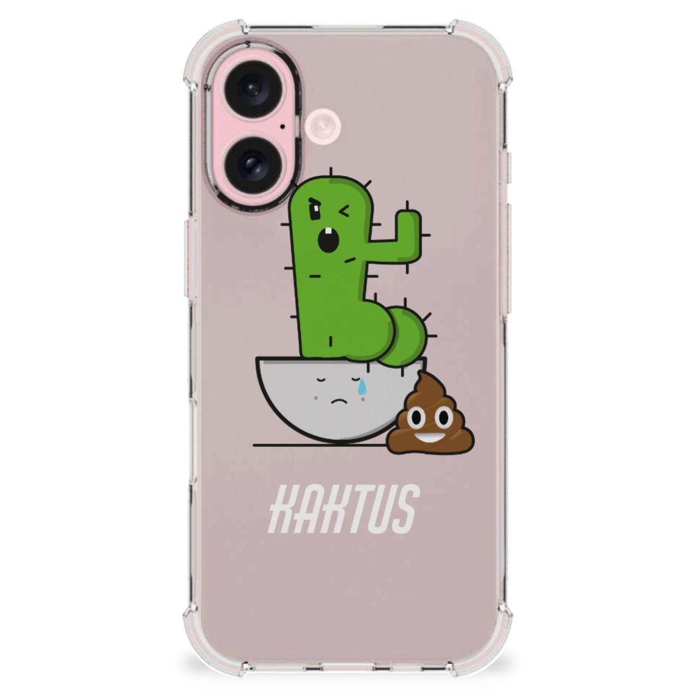 iPhone 16 Stevig Bumper Hoesje Cactus Poo hoesje cactus poep design voorkant
