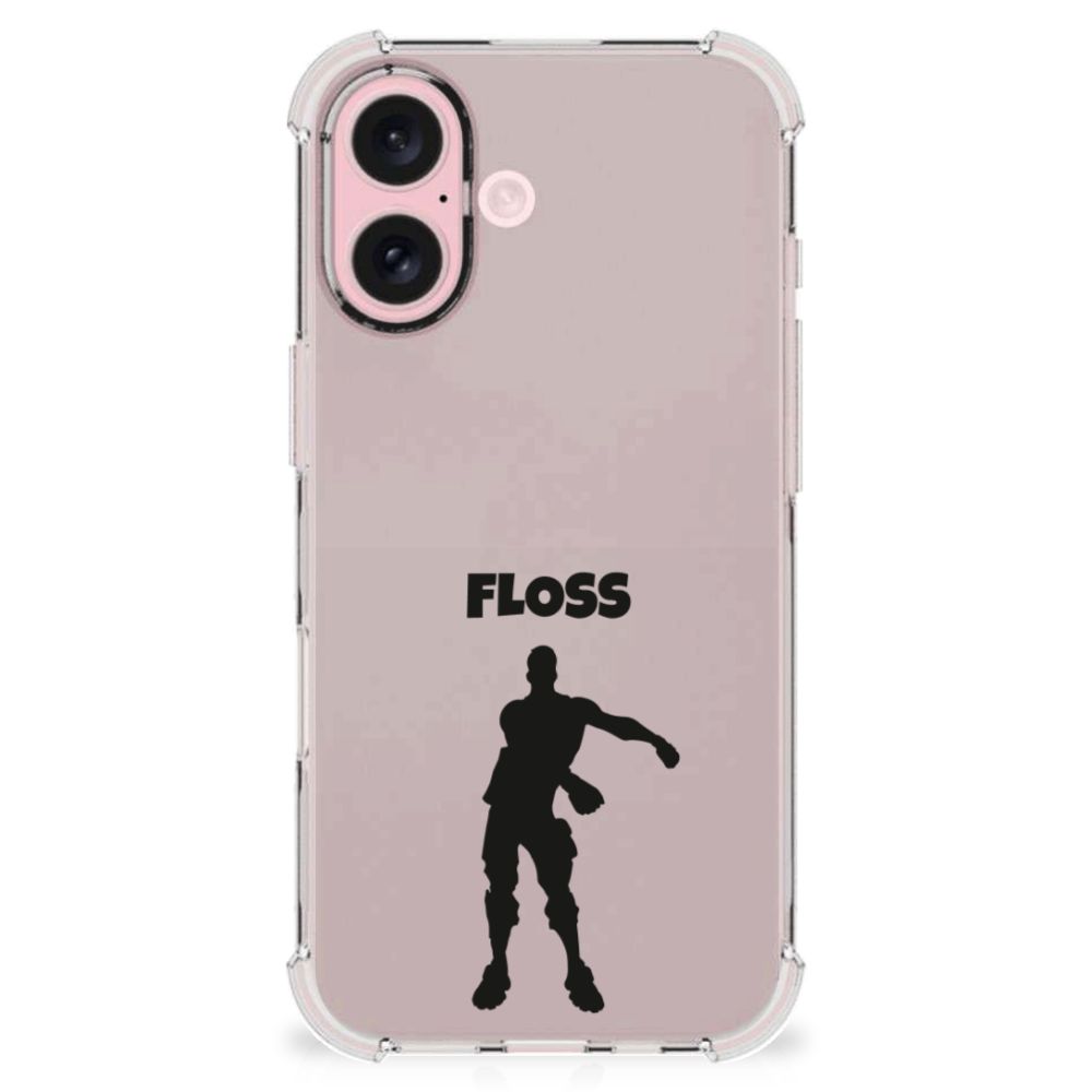 iPhone 16 Stevig Bumper Hoesje Floss achterkant design