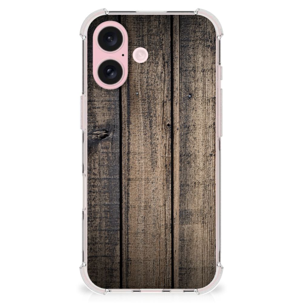 iPhone 16 Stevig Telefoonhoesje Steigerhout achterkant houtdesign