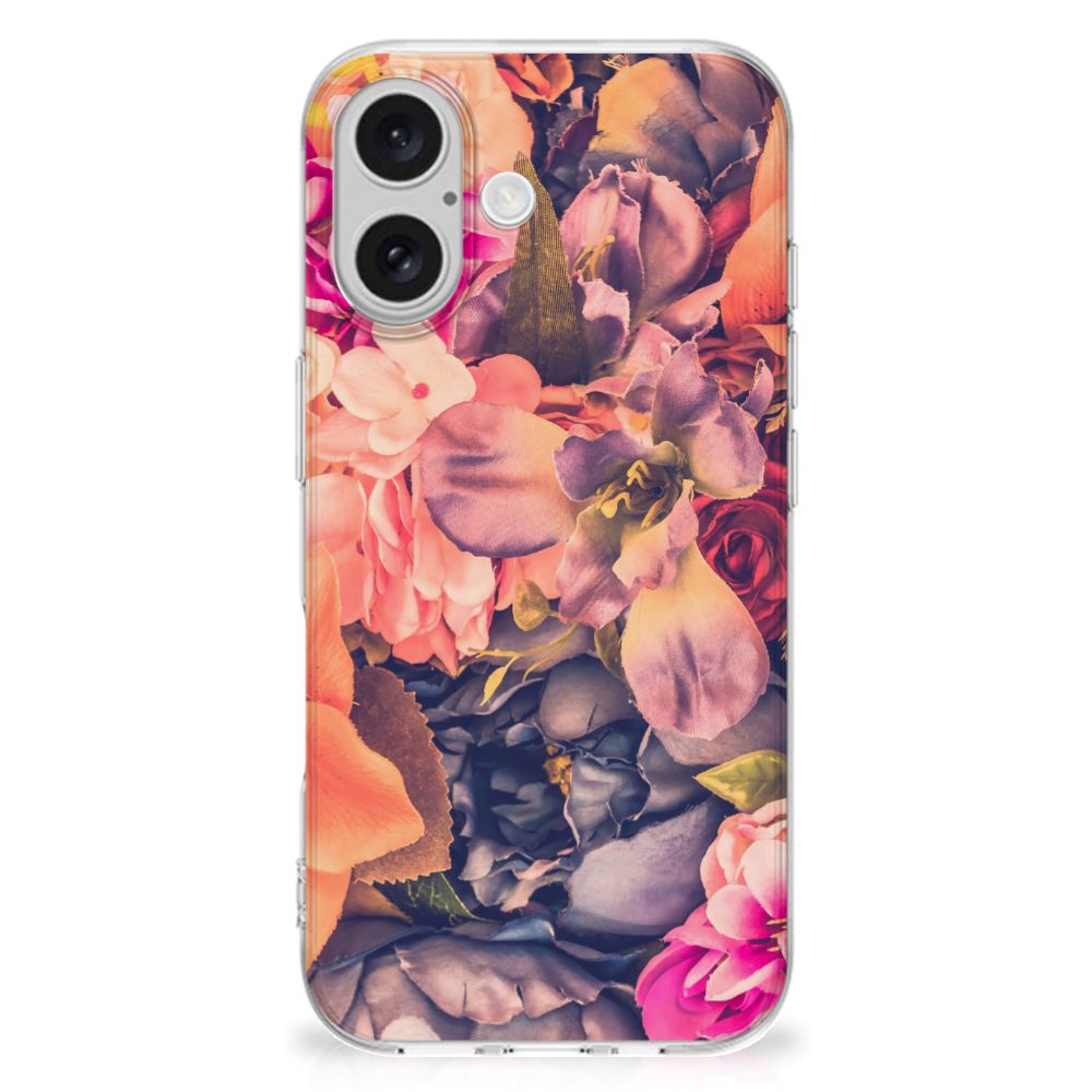 iPhone 16 TPU Case Bosje Bloemen bloemen design achterkant