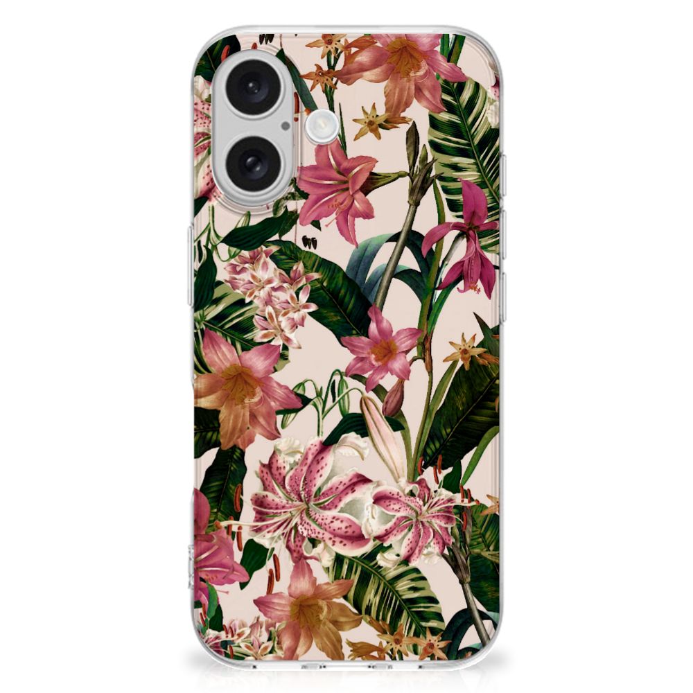 iPhone 16 TPU Case Flowers bloemen ontwerp achterkant