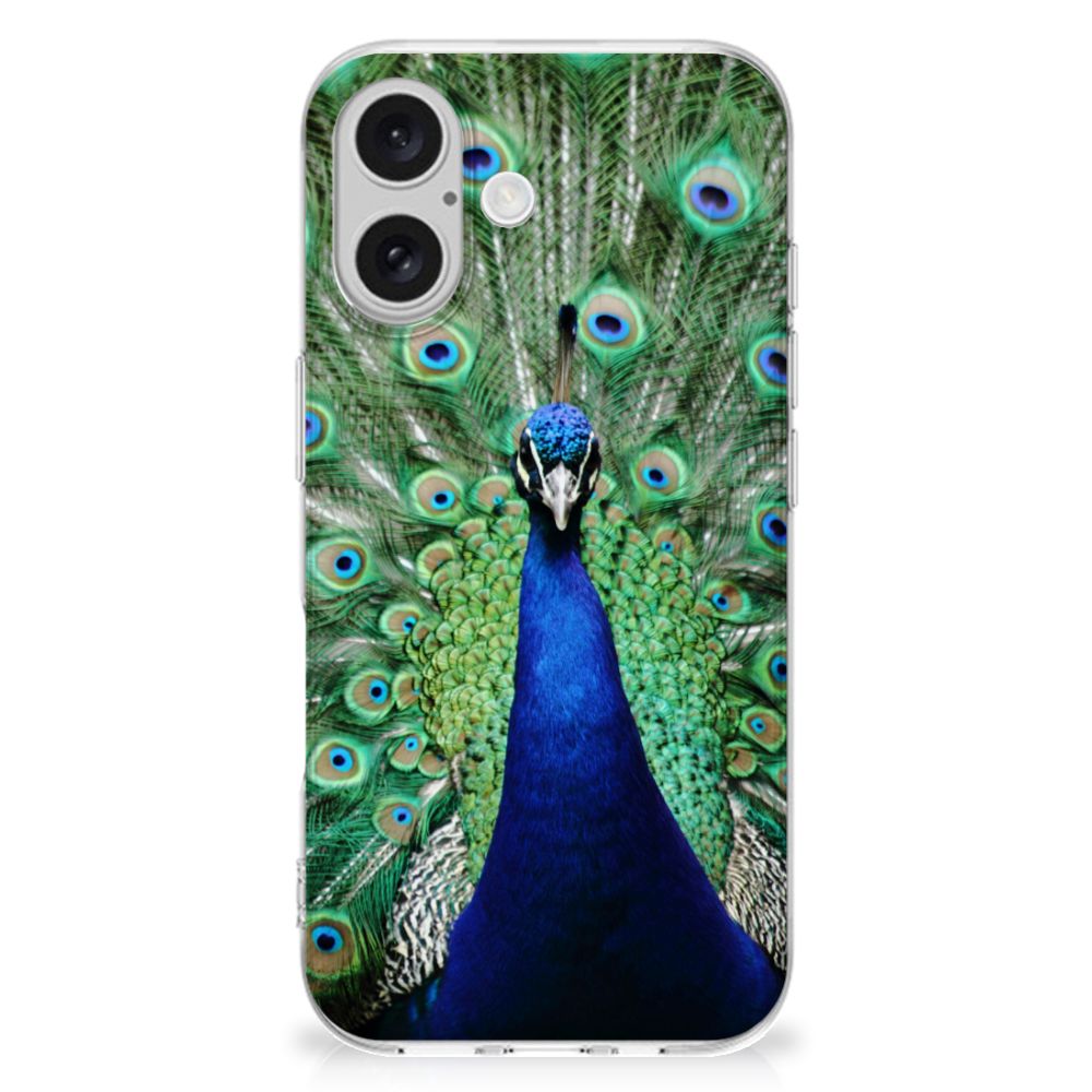 Apple iPhone 16 TPU Hoesje Pauw pauw design achterkant