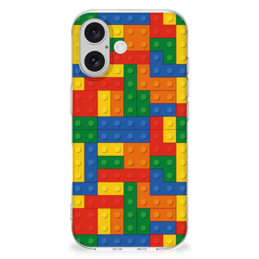 iPhone 16 TPU bumper Blokken design hoesje met blokken print aanzicht
