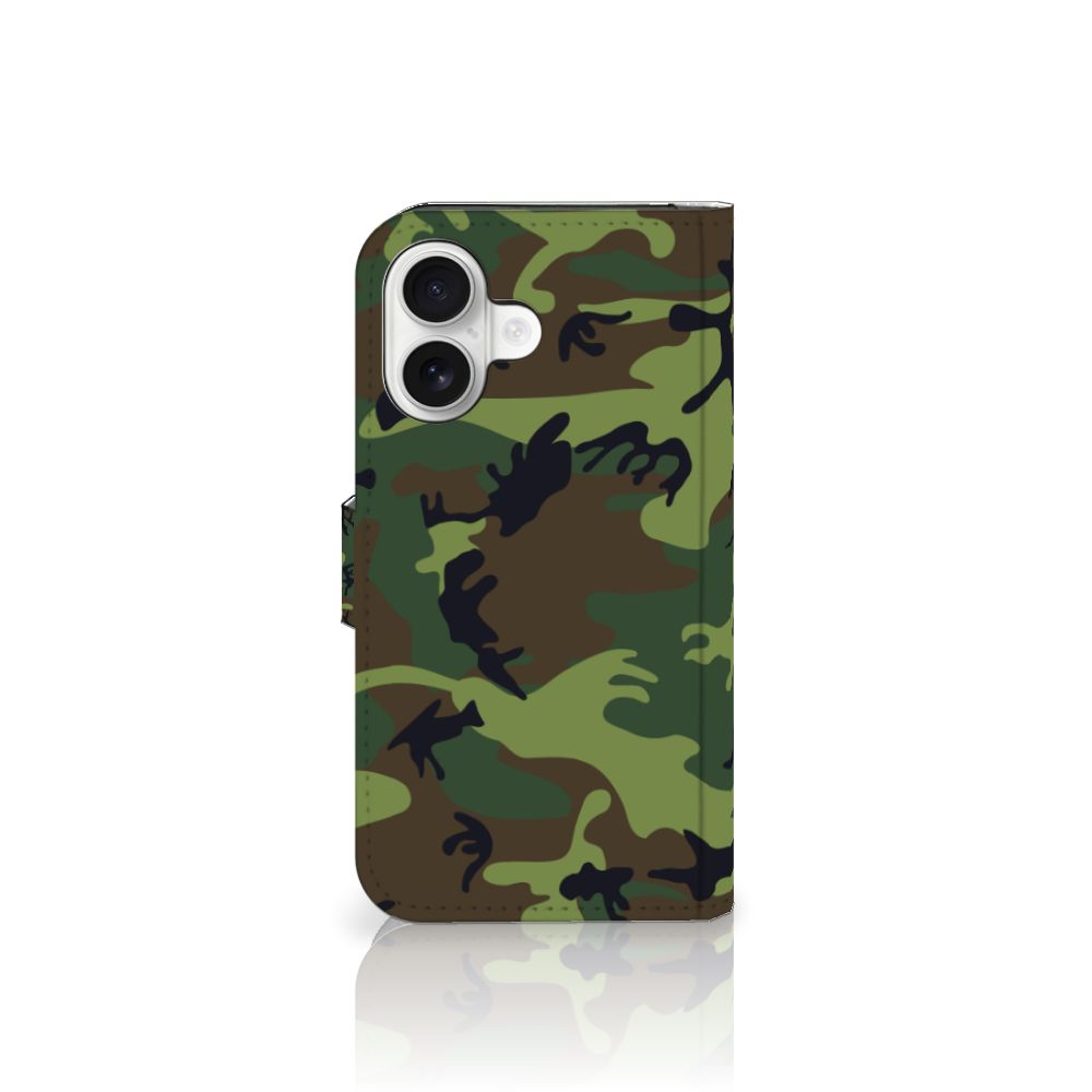 iPhone 16 Telefoon Hoesje Army Dark telefoonhoesje camouflage design zijaanzicht