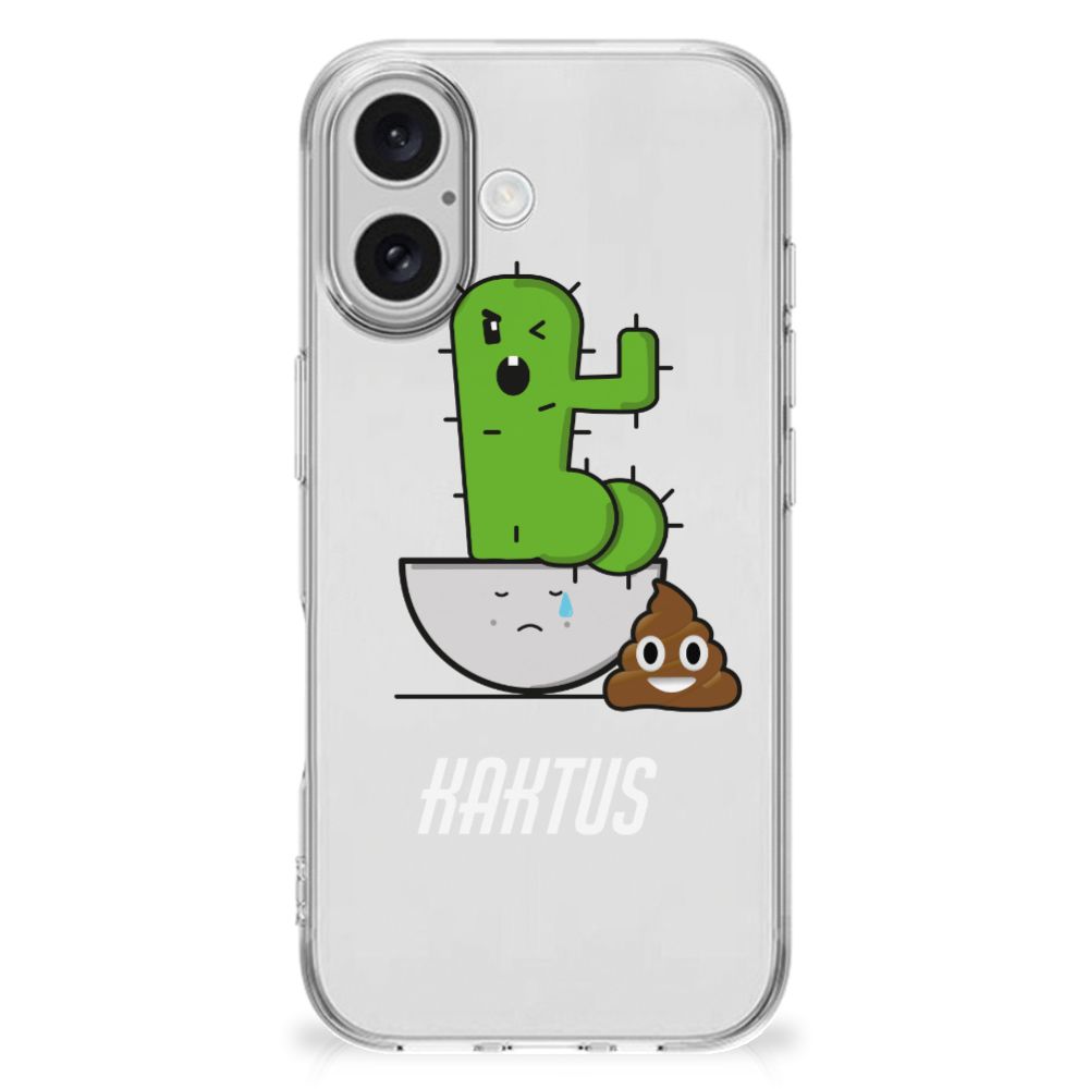 iPhone 16 Telefoonhoesje met Naam Cactus Poo telefoonhoesje cactus design achterkant
