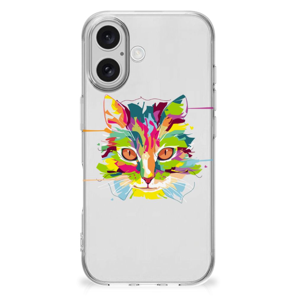 iPhone 16 Telefoonhoesje met Naam Cat Color ontwerp voorkant