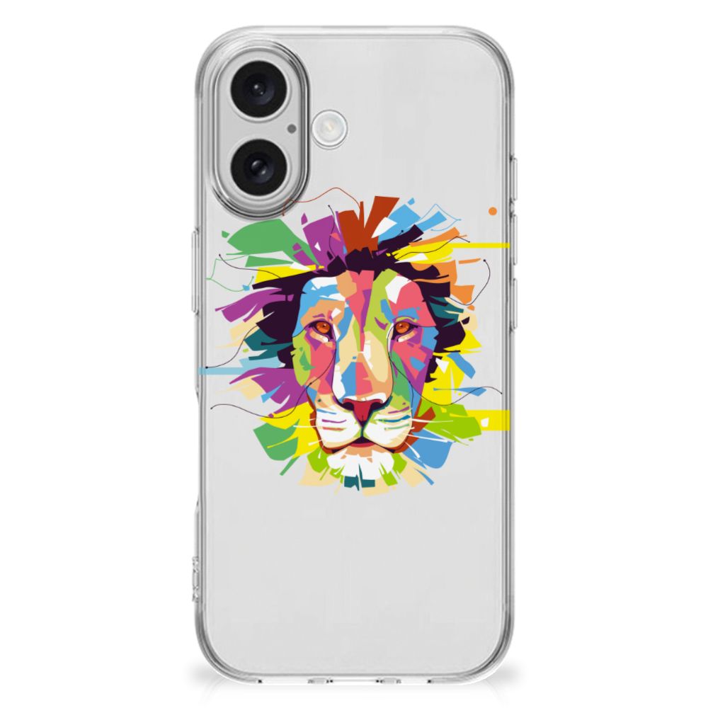 iPhone 16 Telefoonhoesje met Naam Lion Color kleurrijk ontwerp voorkant