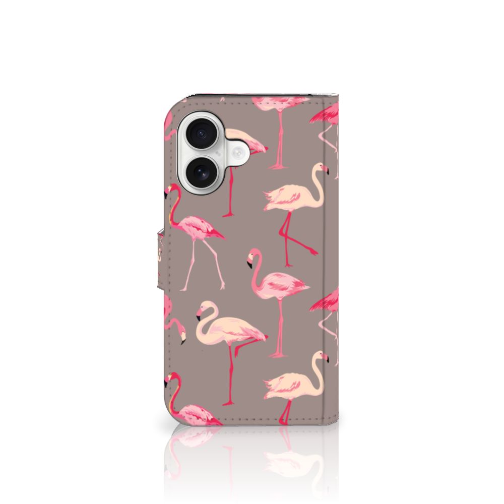 iPhone 16 Telefoonhoesje met Pasjes Flamingo telefoonhoesje flamingo design zijaanzicht