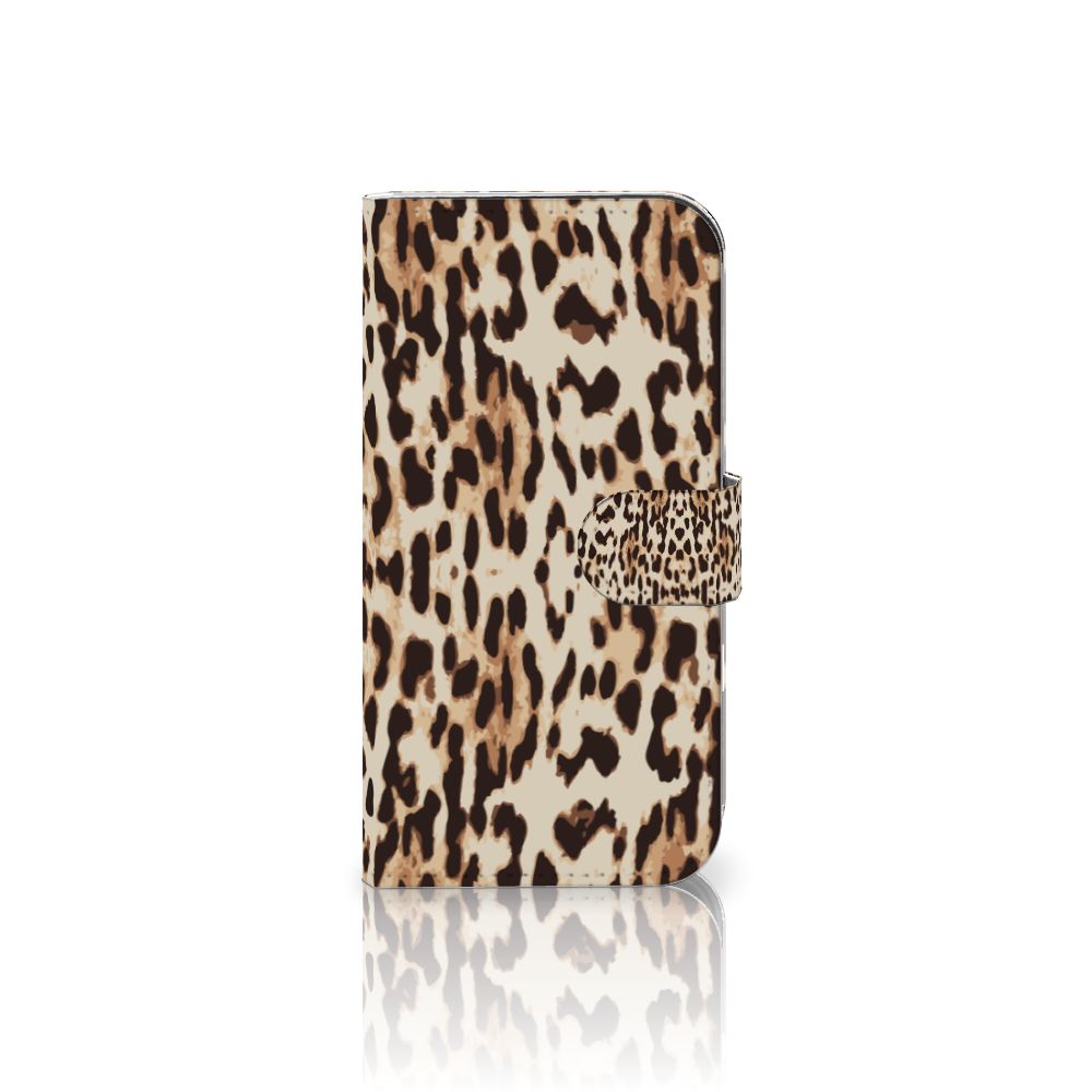 iPhone 16 Telefoonhoesje met Pasjes Leopard dierenprint zijkant