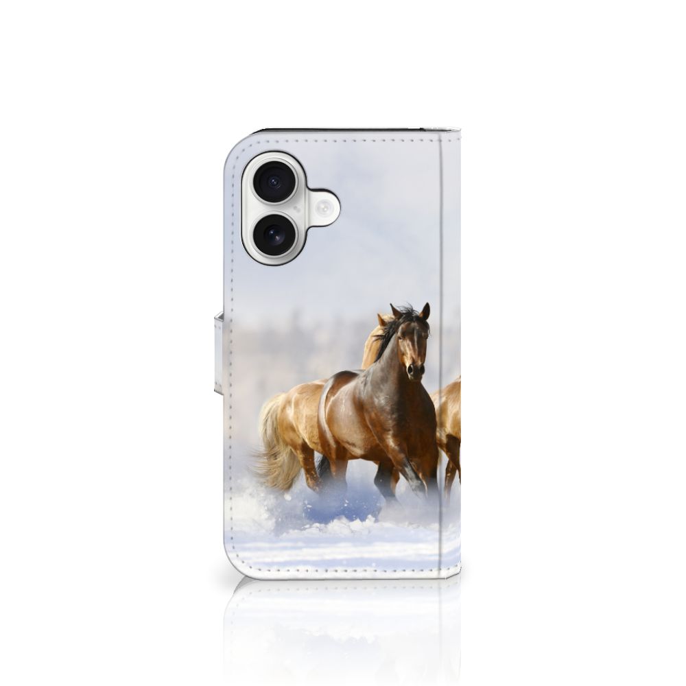 iPhone 16 Telefoonhoesje met Pasjes Paarden telefoonhoesje paarden design voorkant