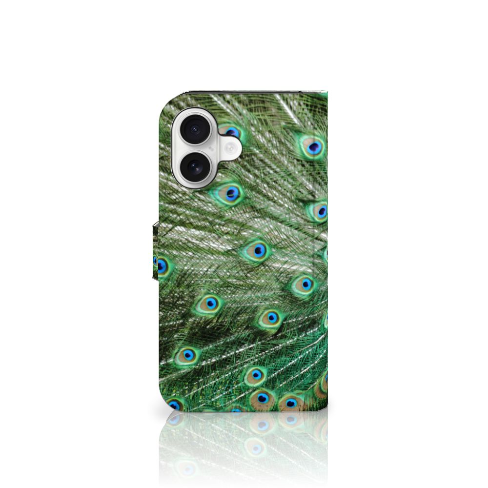 iPhone 16 Telefoonhoesje met Pasjes Pauw telefoonhoesje pauw design voorkant