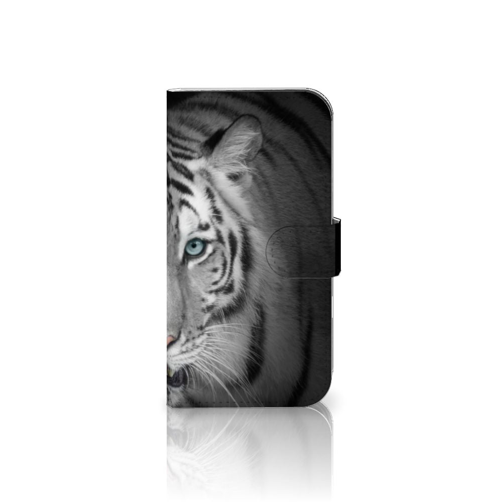 iPhone 16 Telefoonhoesje met Pasjes Tijger telefoonhoesje tijger zwart wit aanzicht