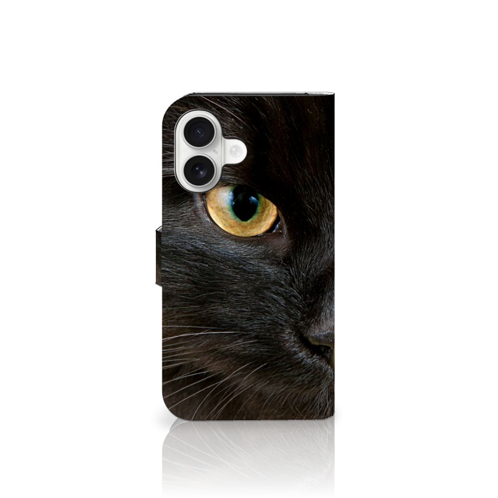 iPhone 16 Telefoonhoesje met Pasjes Zwarte Kat telefoonhoesje design zwarte kat voorzijde