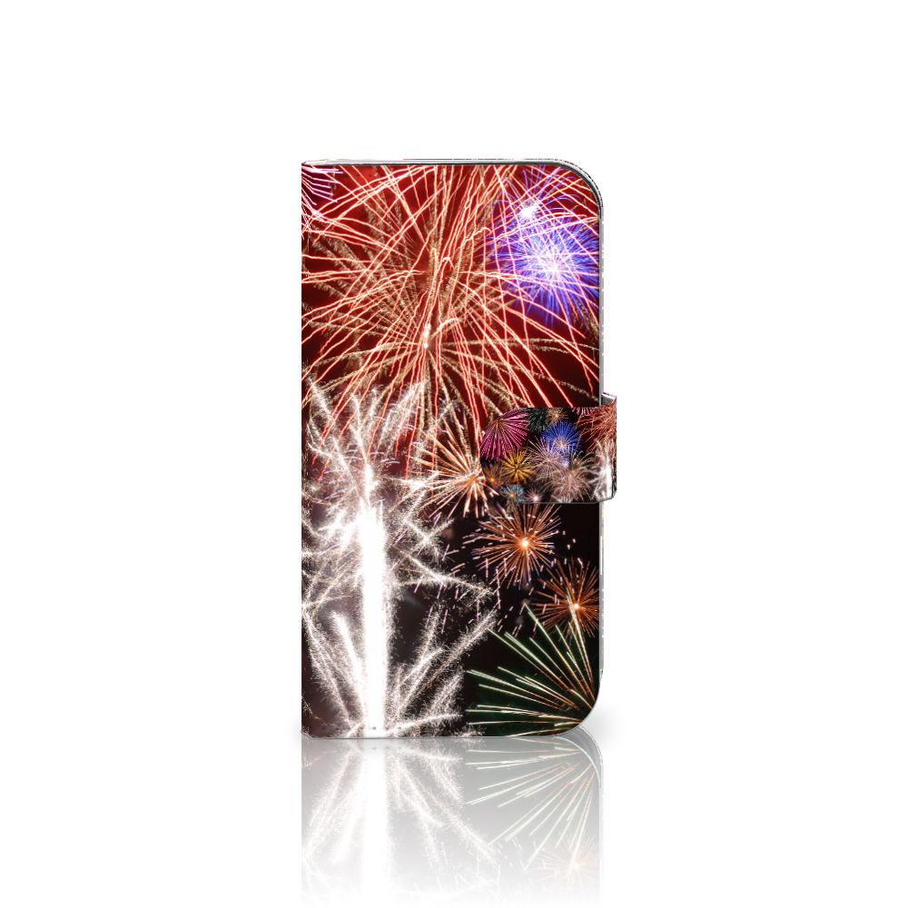 Apple iPhone 16 Wallet Case met Pasjes Vuurwerk siervuurwerk vooraanzicht