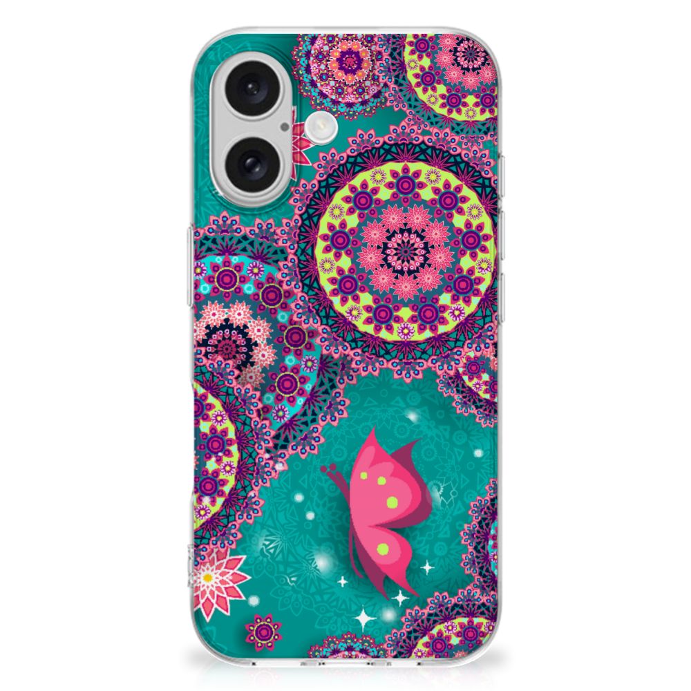 iPhone 16 plus Hoesje maken Cirkels en Vlinders telefoonhoesje design Cirkels Vlinders achterzijde
