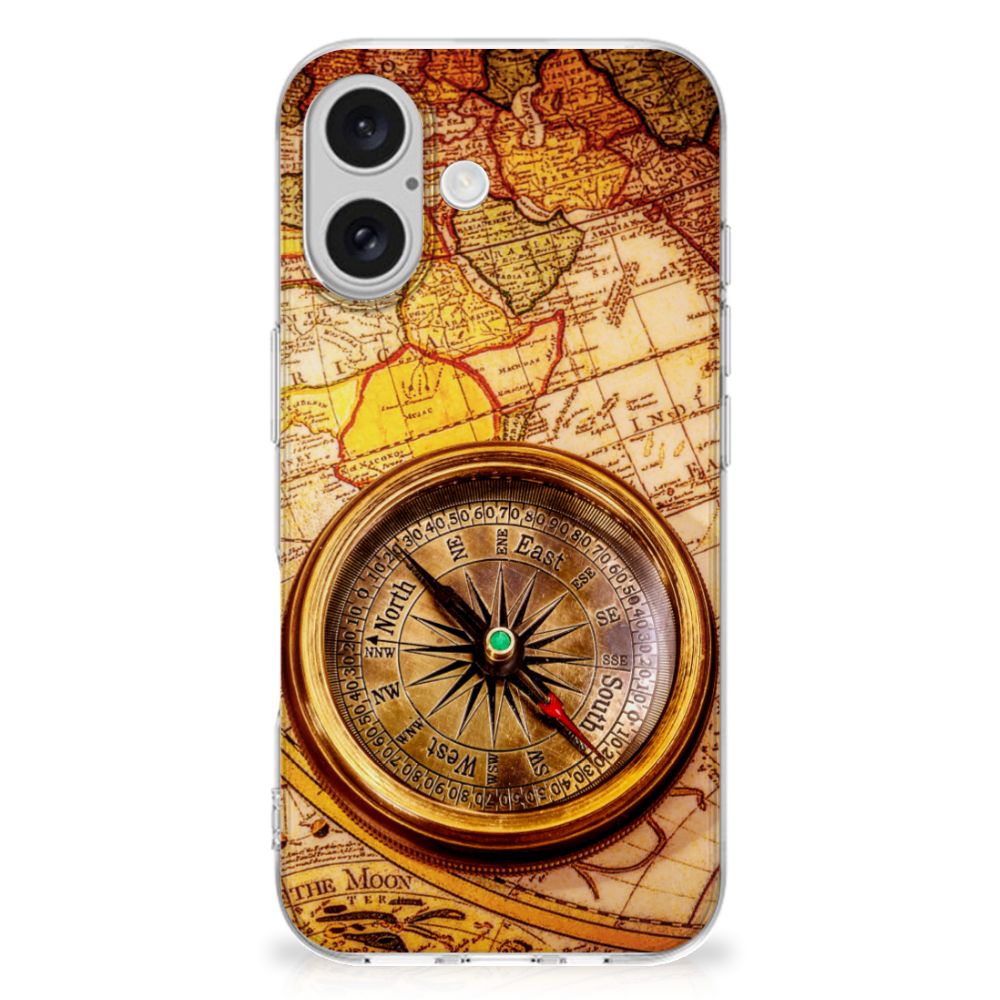 iPhone 16 plus Siliconen Back Cover Kompas kompas design bovenkant zicht