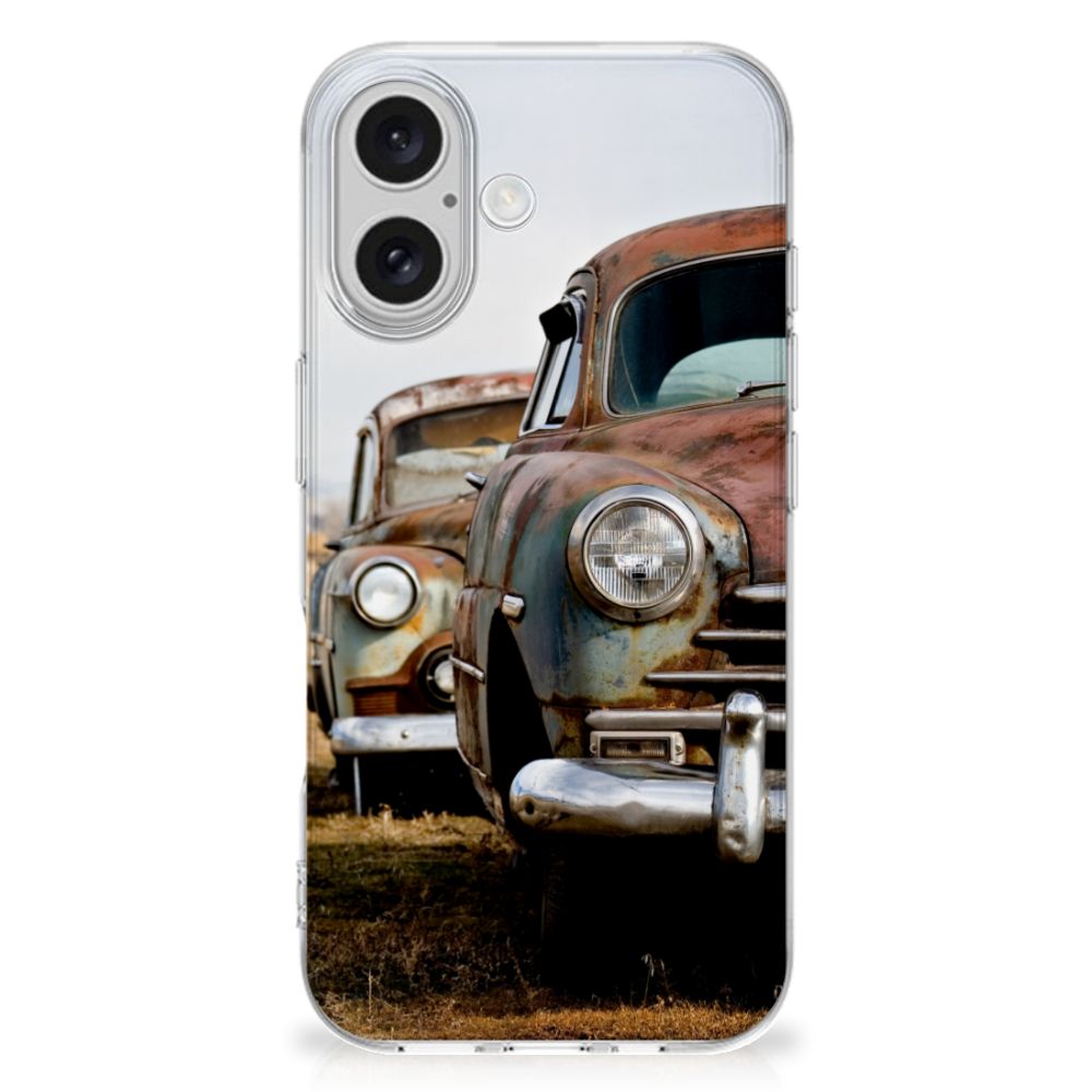 iPhone 16 plus Siliconen Hoesje met foto Vintage Auto autohoesje vintage auto voorkant