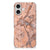 iPhone 16 plus TPU Siliconen Hoesje Marmer Oranje achteraanzicht