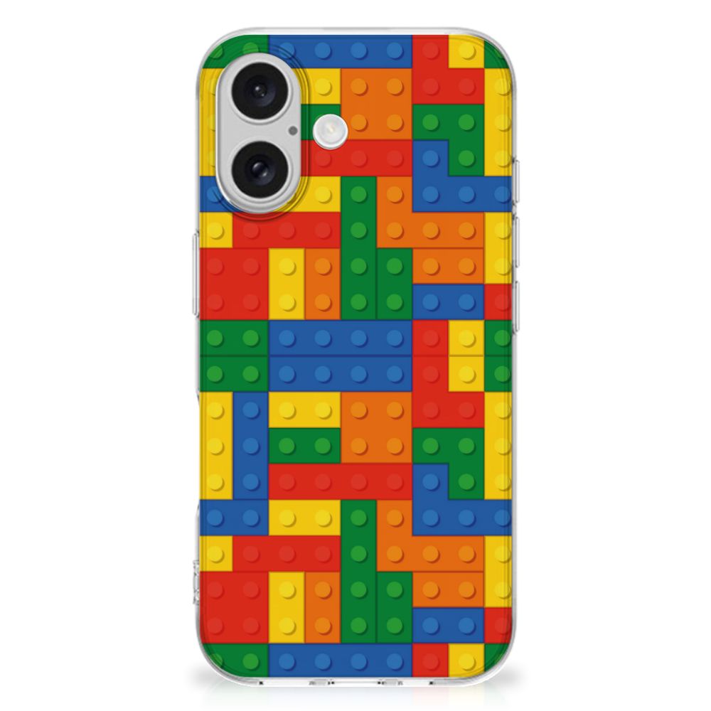 iPhone 16 plus TPU bumper Blokken design Lego achterkant kleurrijk