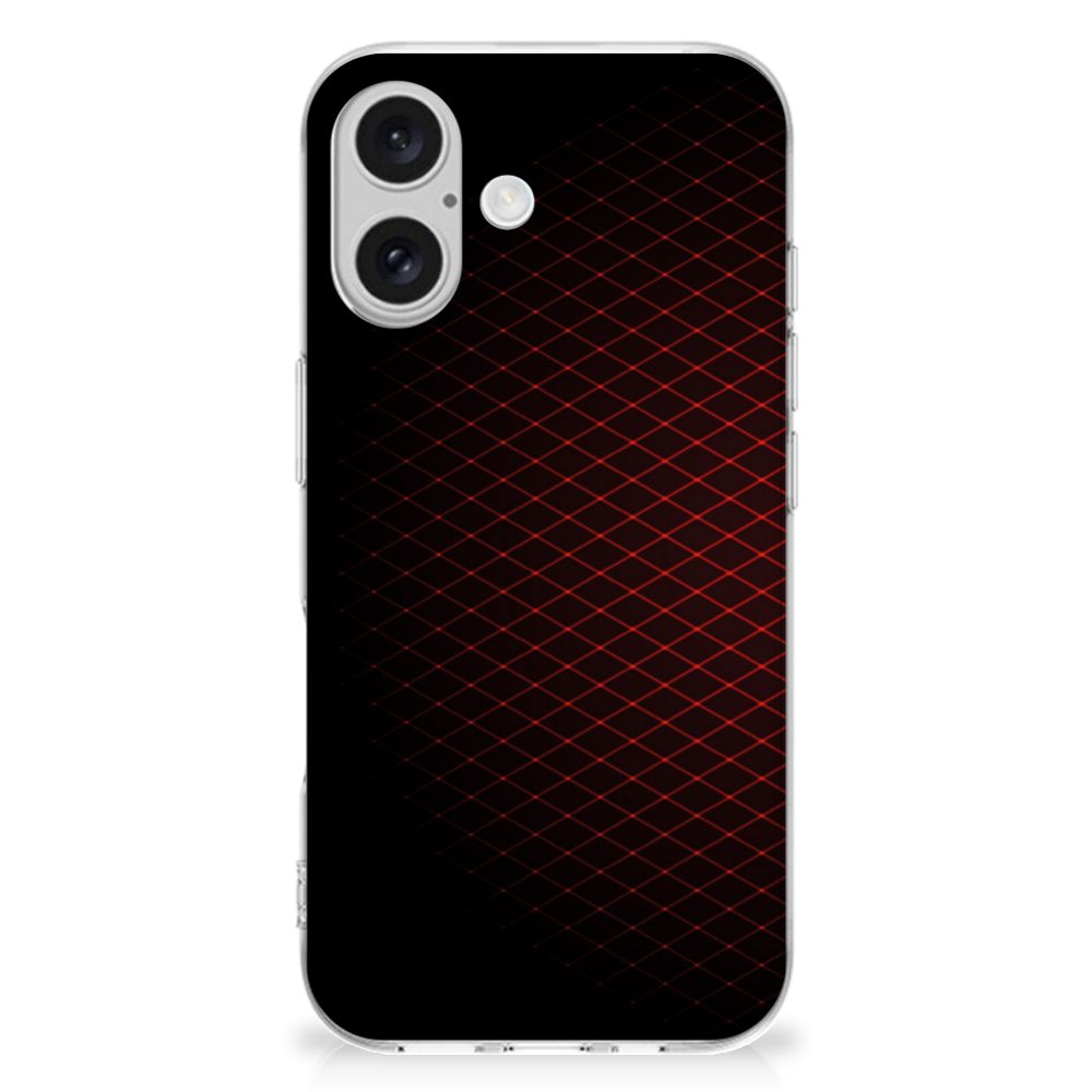 iPhone 16 plus TPU bumper Geruit Rood achterzijde zwart rood ruitjes